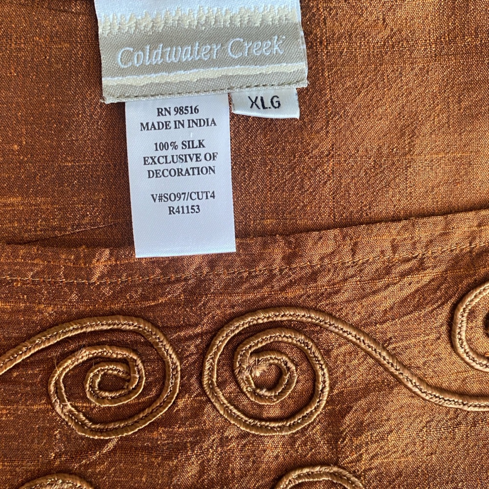 Coldwater Creek Copper Rust Sleeveless Silk Textured Tank Top, Scoop Neck XL - Picture 2 of 6